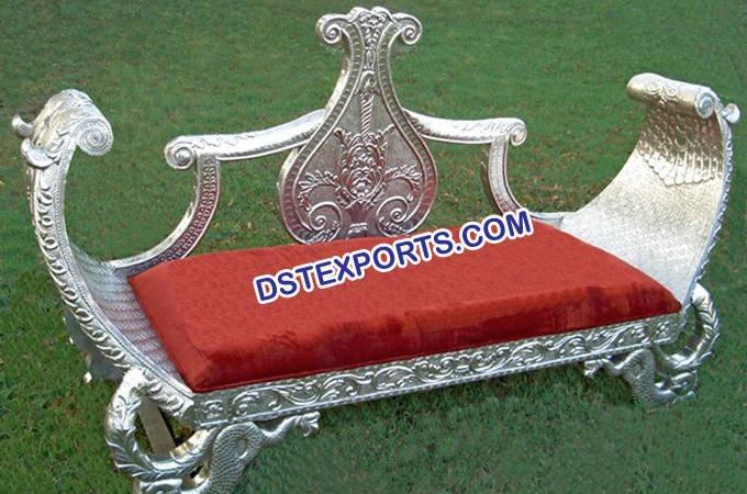 Asian Wedding Silver Metal Carved Love Seater