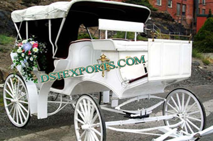 Elegent Wedding White Victoria Horse Carriage