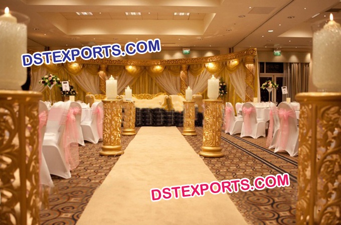 Golden Aisle Way Pillars For Wedding Hall