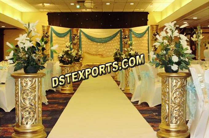 Wedding Golden Carved Fiber Small Pillar