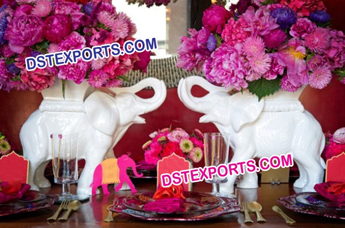 Wedding Fiber Elephant With Flowers