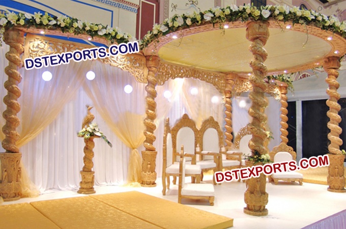 Indian Wedding Spiral Wooden Mandap Set