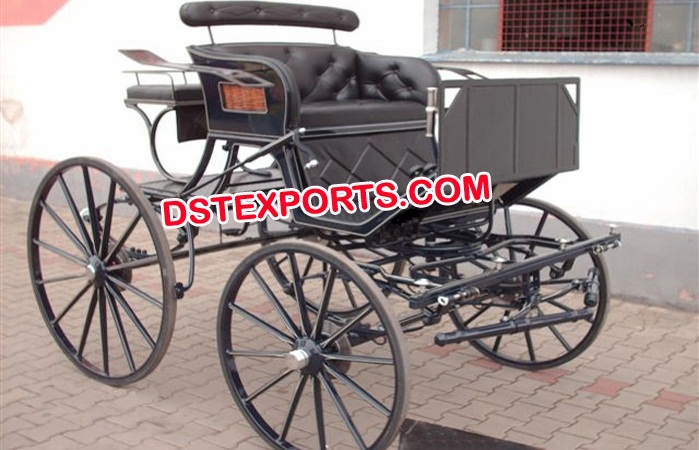 Two Seater Black Small Horse Cart