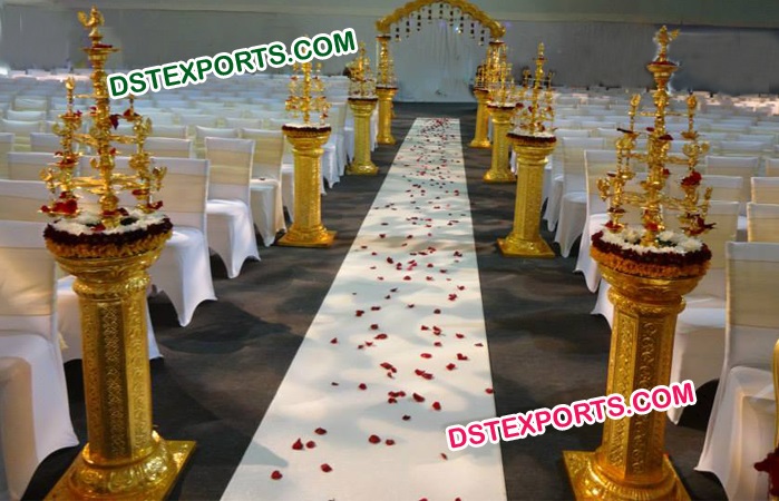 Golden Aisleway Pillar For Wedding Decoration