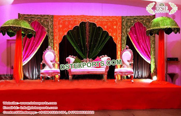 Muslim Mehndi Stage Embroidered Mehrab Backdrops