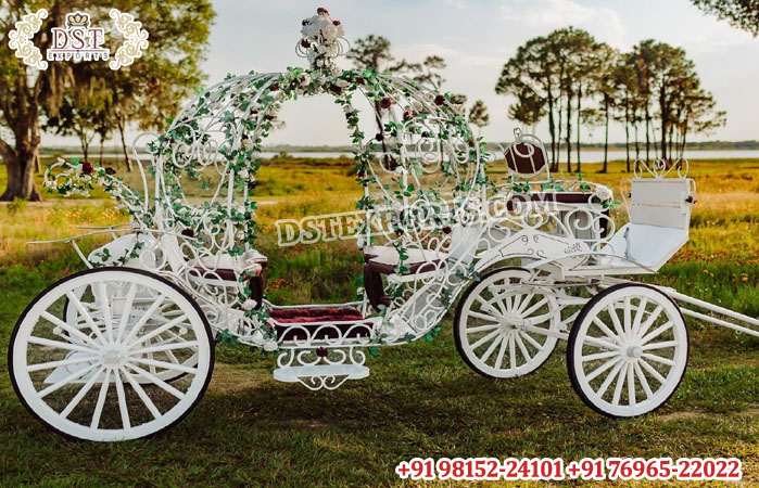 White Cinderella Pony Horse Drawn Carriage