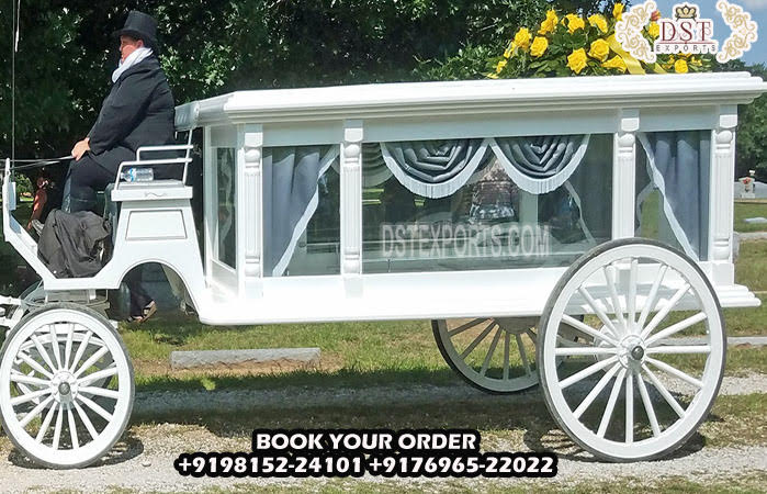 White Horse Drawn Hearse Carriage For Sale