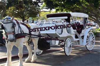 Wedding White Covered Victoria Carriages