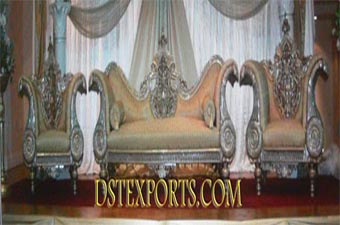 Wedding Silver Carved Metal Sofa Set For Sale