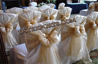 Wedding Chair Covers With Golden Tie Backs