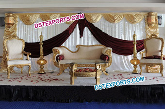 New Asian Wedding Golden Furniture Stage