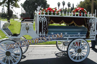 Funeral Horse Drawn White Carriage