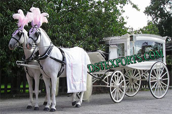 White  Funeral Double horse Carriage
