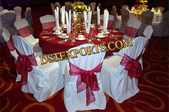 Wedding Red Tissue Sasha With White Chair Cover