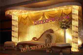 Latest Asian Wedding Royal Crystal Stage With Sofa