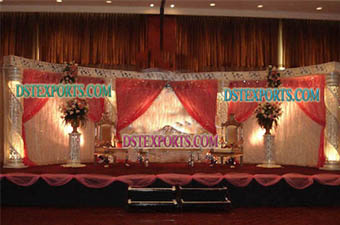 Asian Wedding Crystal Jali Pillars Stage