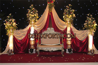 Wedding Reception Stage With Silver Sofa