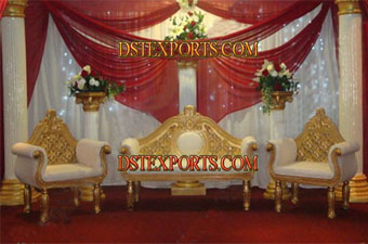 Wedding Decorated Golden Stage With Furniture