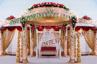Wedding Six Pillars Fiber Carved Mandap