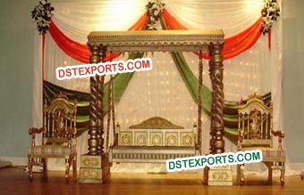 Indian Wedding Golden Stage With Swing