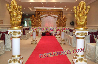 Wedding Pillars With Golden Ganesha