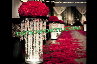Wedding Aisleway Crystal Pillars With Flower