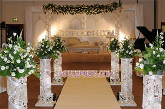 Wedding Aisleway Silver Crystal Small Pillar