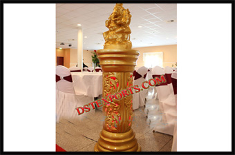 Latest Wedding Golden Pillars With Ganesha
