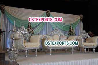 Asian Wedding Silver Carved Furniture Set