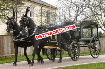 Black English Funeral Horse Carriage