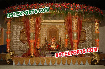 Indian Wedding Golden Crystal Stage Decoration