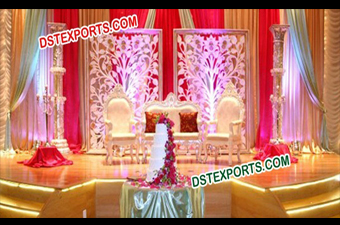 Wedding Stage With Flower Backdrop Decors