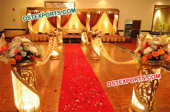 Latest Hindu Wedding Gold Crystal Stage