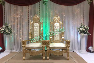 Wedding Golden Bride Groom Chair Set