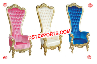 Royal Wedding Gold Metal High Back Designer Chair