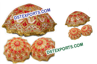 Wedding Red & Gold Embroidered Parsol