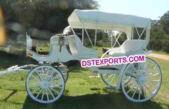White Two Seater Limousine Horse Carriage