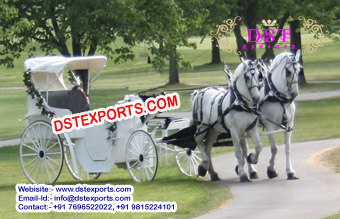 White Victoria Wedding Horse Carriages