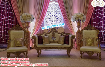 New Muslim Wedding Gold Furniture Set