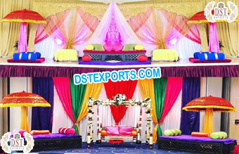 Muslim Wedding Mehndi Stage With Moroccan Bed