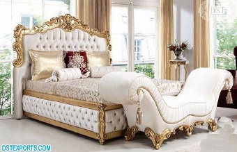 Victorian Style High Back Bed and settee