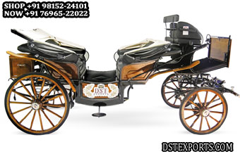 Vintage Black Vis-A-Vis Horse Carriage Manufacture