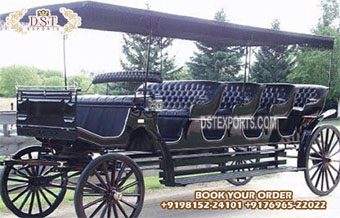 French Style Black Horse Drawn Limousine Carriage