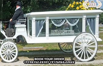White Horse Drawn Hearse Carriage For Sale